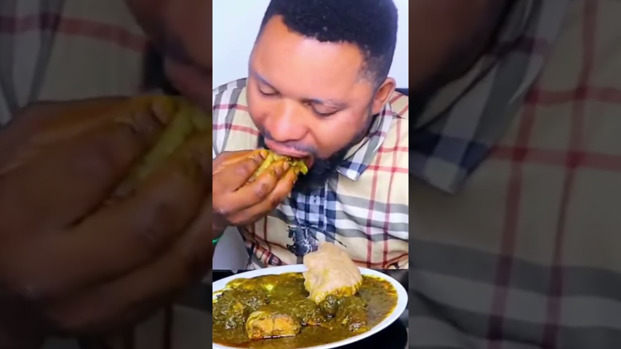 Speed eating Asmr mukbang fufu and black soup mukbang #mukbang #food #africanfood