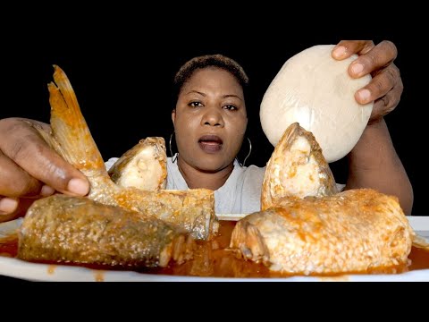 African food mukbang/ fish pepper soup with fufu ASMR mukbang