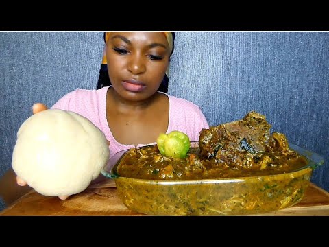 Asmr mukbang banga atama soup with assorted meat and fufu