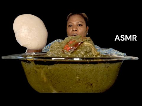 African food mukbang/ fufu with black soup ( ASMR eating Sound)