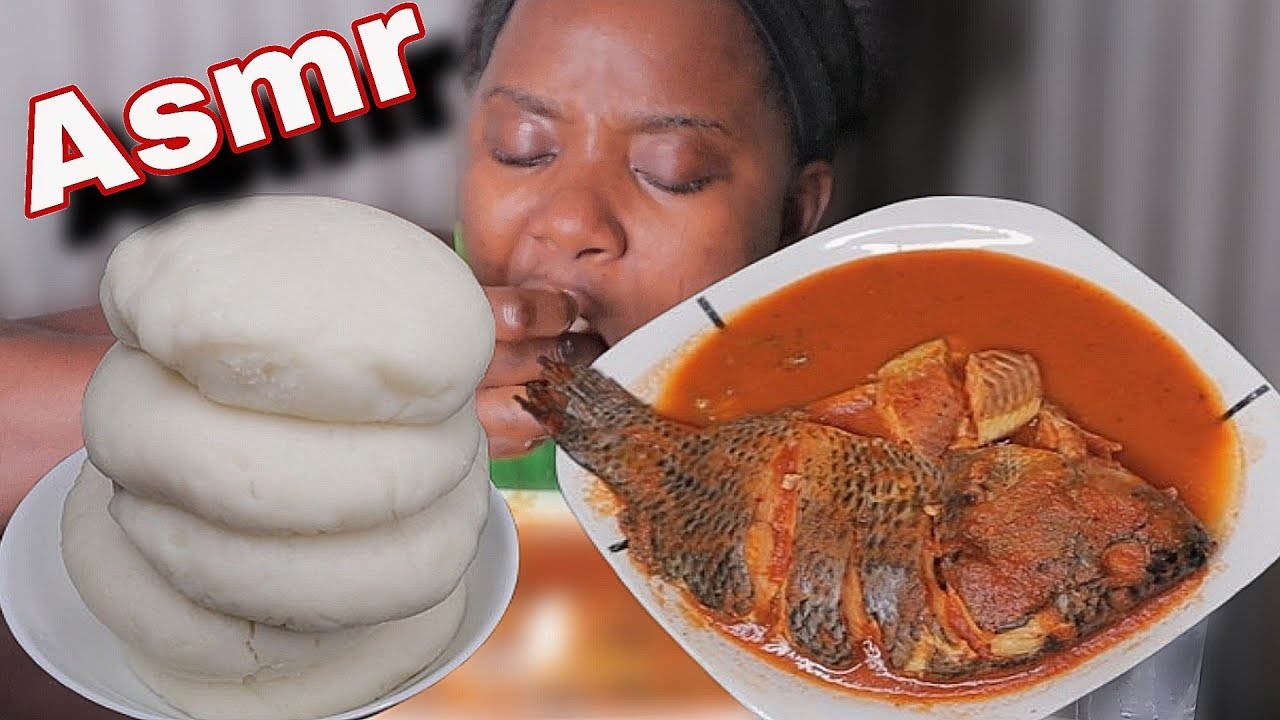 ASMR AFRICAN FOOD MUKBANG FUFU AND FISH PEPPER SOUP MUKBANG EATING SOUNDS