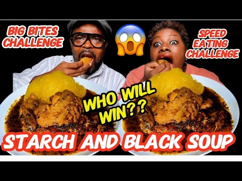 Big Bites Speed Eating Challenge | Starch & Black Soup | African Food Mukbang