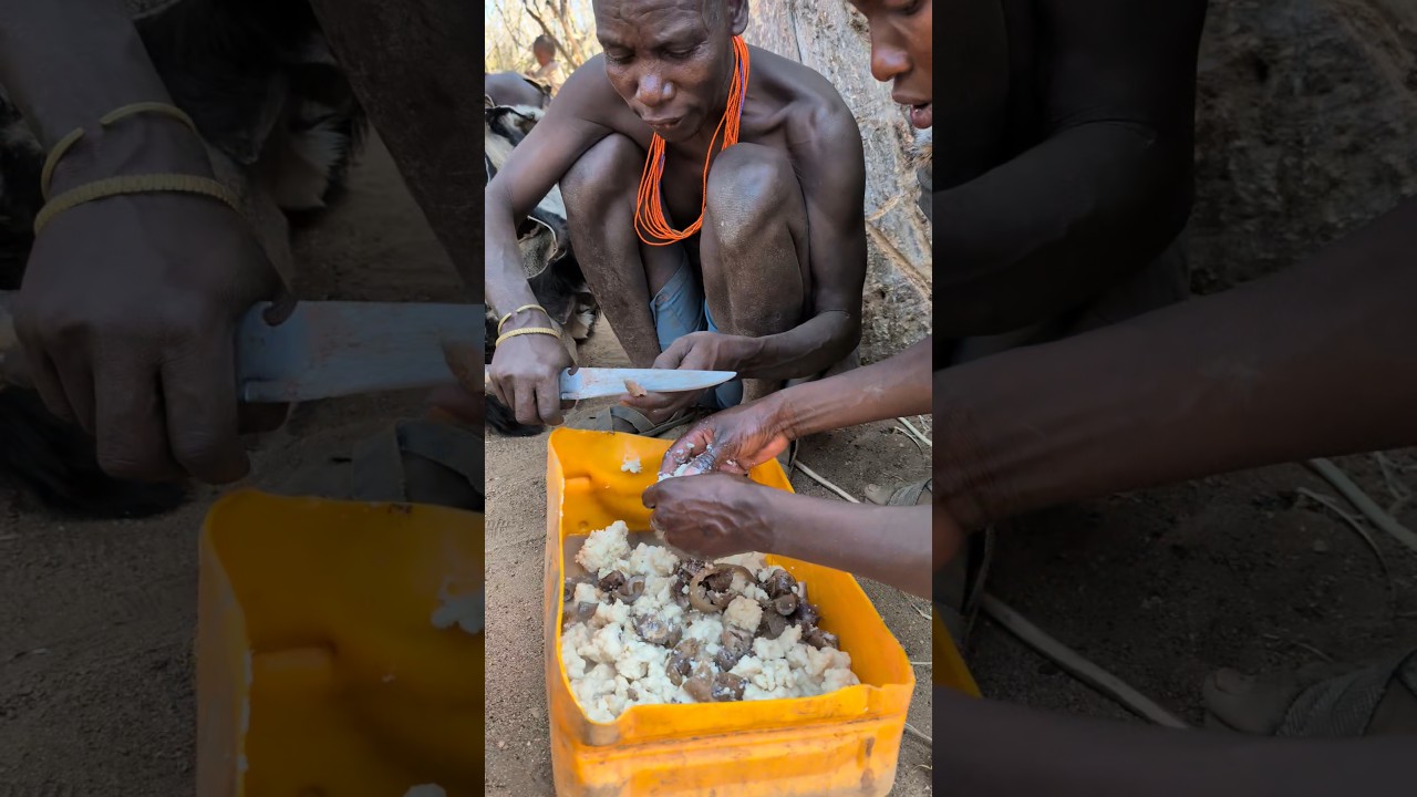 Hadzabe boys making today’s Lunch #hadzabetribe #villagelife #food