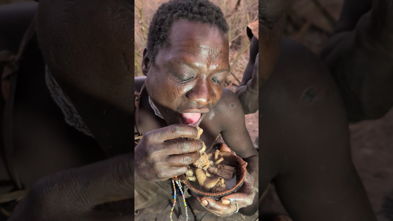 Wow That’s incredible See how Hadza cooks and eating their favorite meal for dinner #hadzabetribe