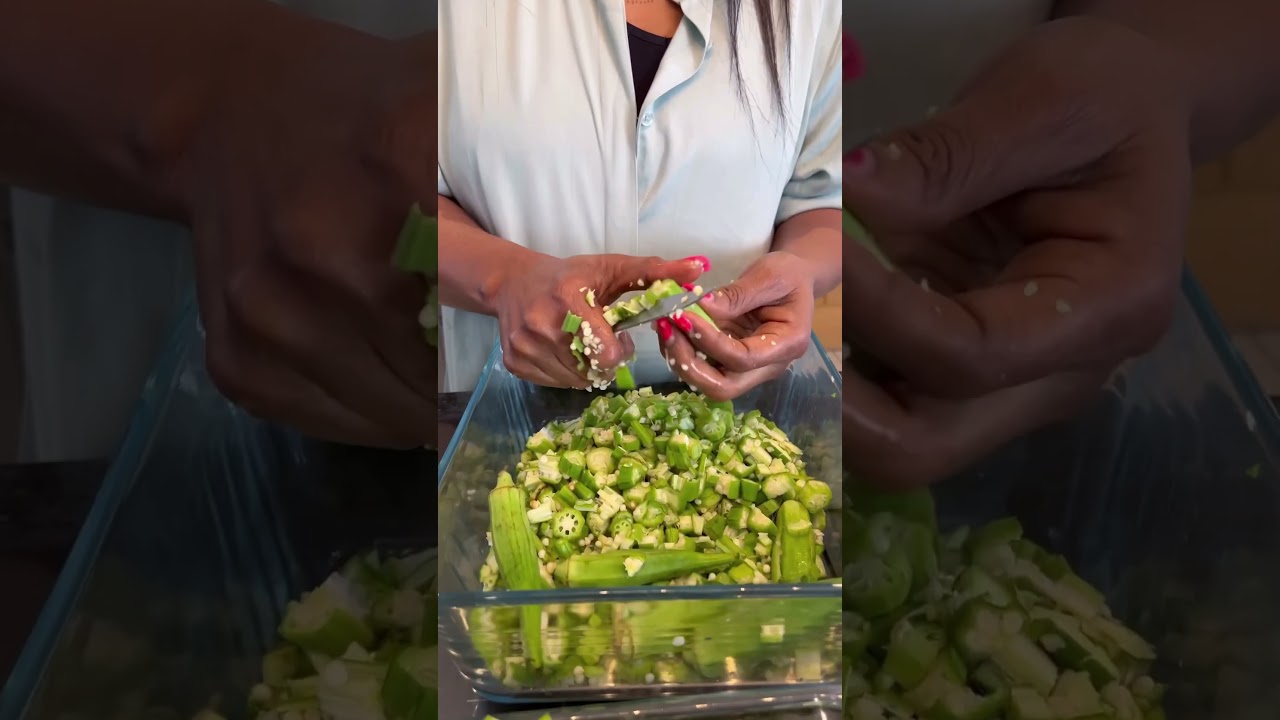 Prep My Okra With Me (asmr edition) #africanfood   #foodpreparation #foodrestockingasmr