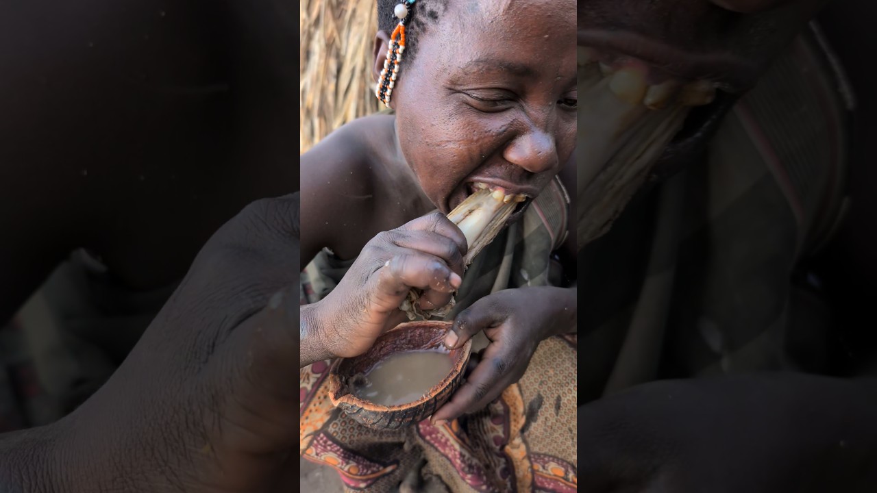 She makes a delicious Soup for breakfast #hadzabetribe #food #breakfast #villagelife