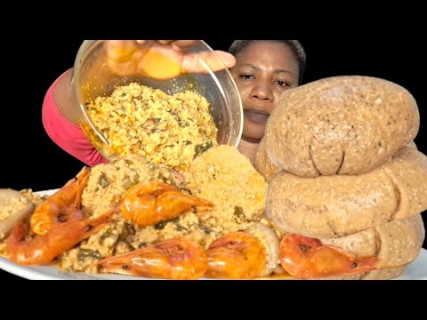 African food mukbang/ Plantain fufu with egusi soup ( ASMR)