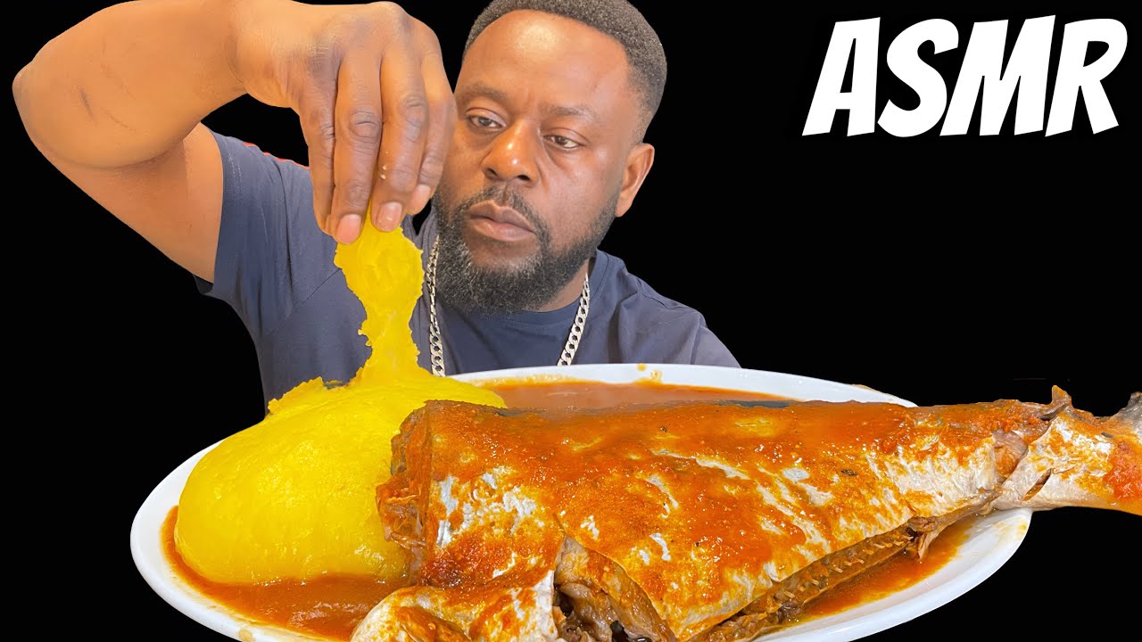 EXTREME SPICY TILAPIA FISH PEPPER SOUP AND STARCH ASMR | AFRICAN FOOD