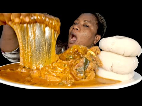 African food mukbang/ fufu with ogbono soup ( eating Sound ASMR)