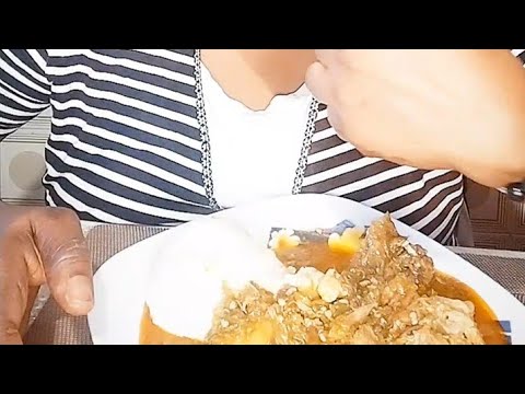 ASMR join me guys let’s eat Fufu and Okro soup African food Mukbang